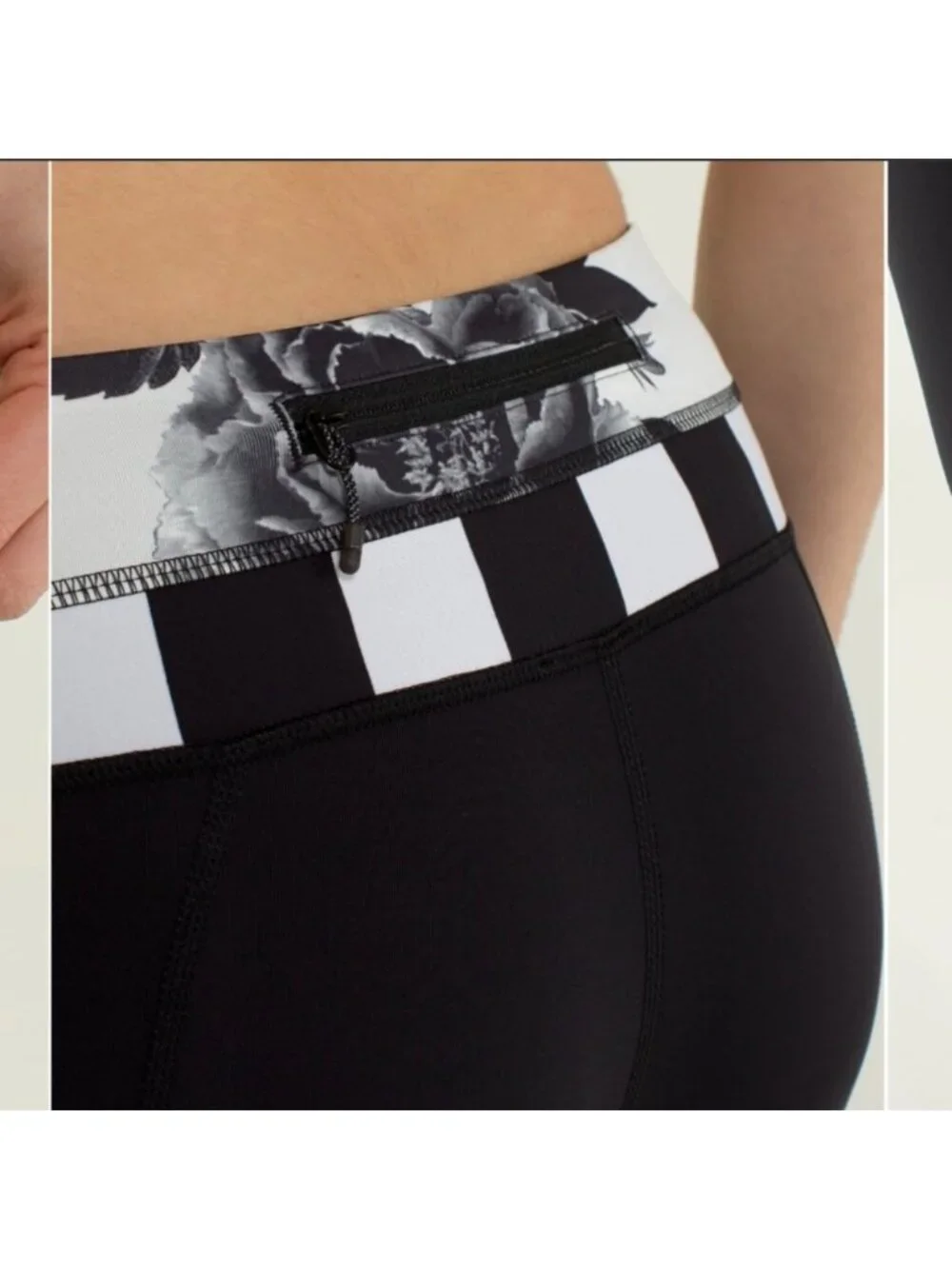Lululemon Run: Inspire Crop II Black / Brisk Bloom Black White / Straightup Str